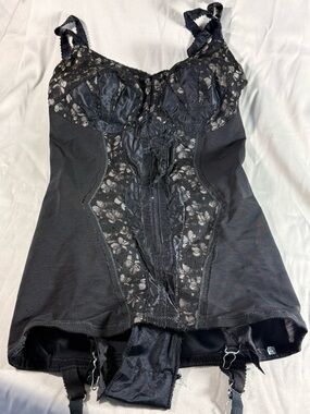 Vintage Black Lace Shaping Girdle with Garter Detail